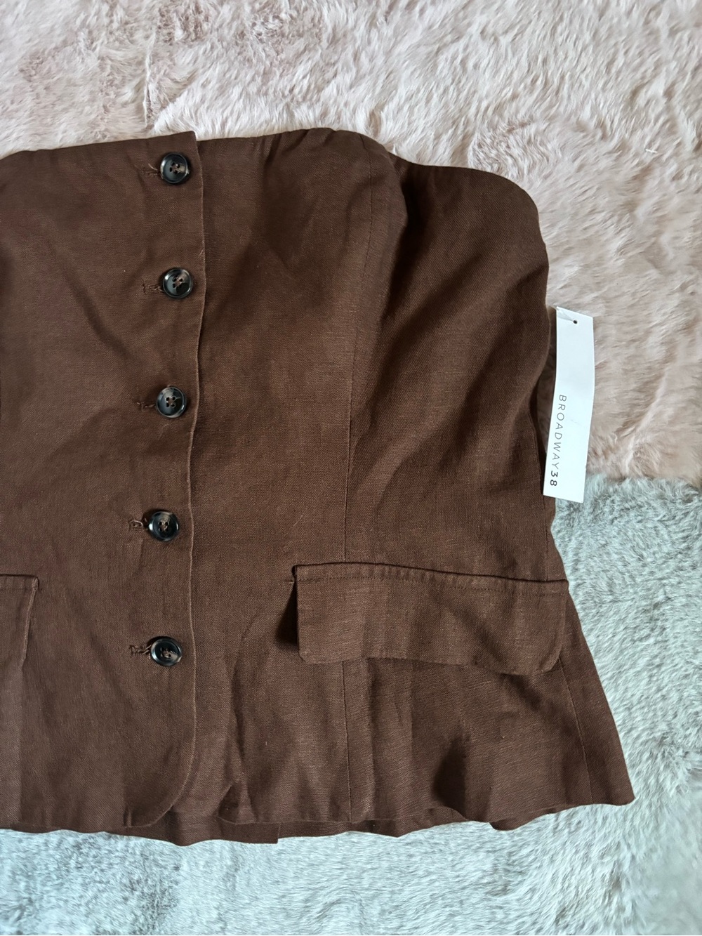 Broadway 38 brown button up strapless tube top